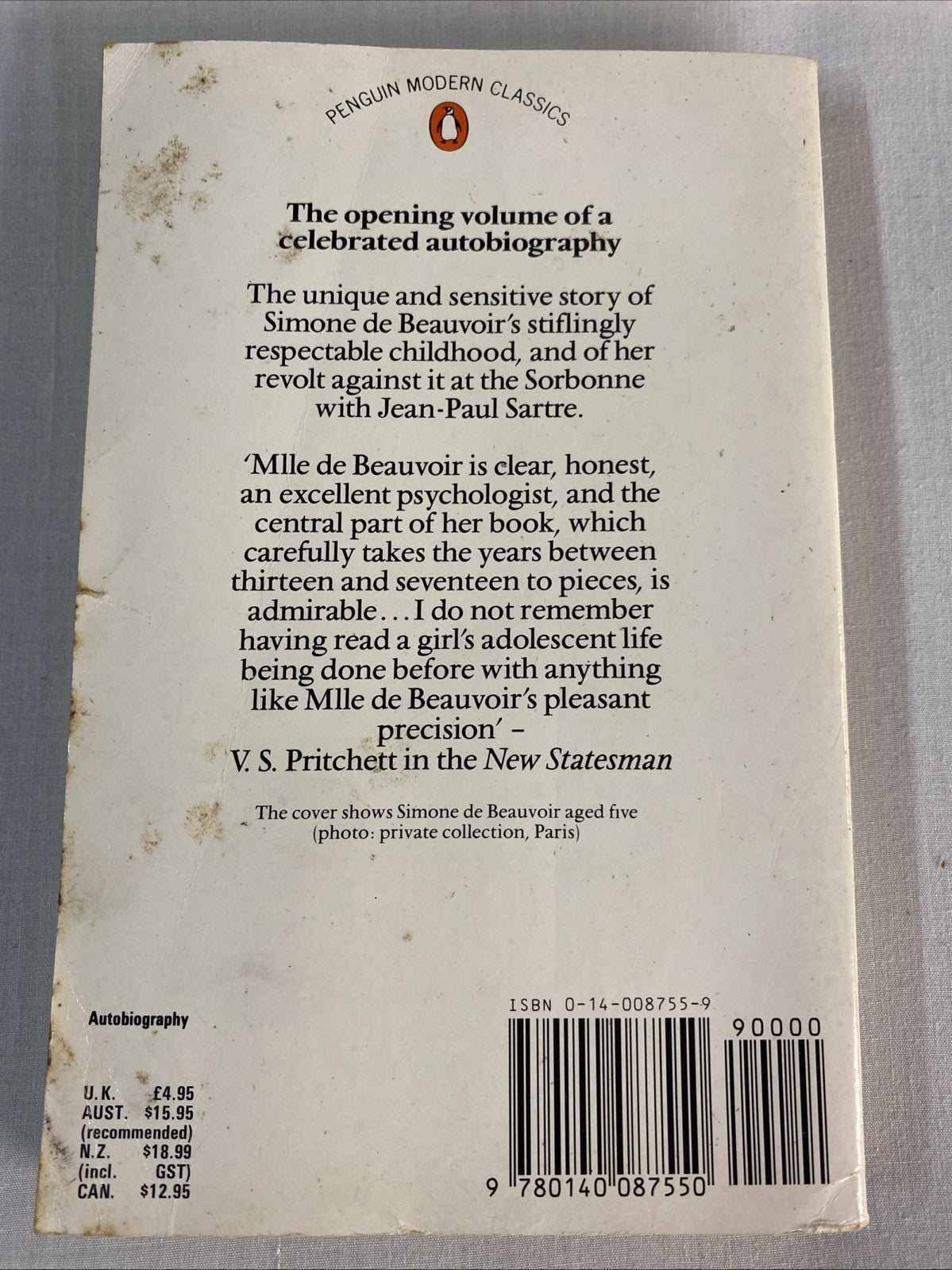 Memoirs of a Dutiful Daughter by Simone de Beauvoir
