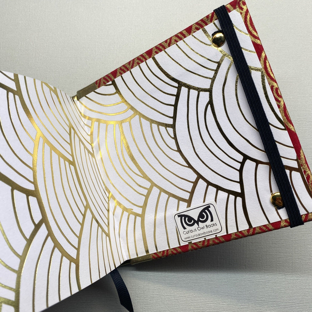 Handmade Visual Art Notebook Journal With Oriental Inspired Cover- 130mm X 130mm